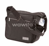 Bolso cambiador de tela impermeable, y cierre horizontal en la tapa. 1 correa.