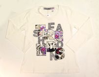 Remera Manga Larga Estampada Letras Animal Print 
