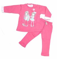 Conjunto de Buzo Frizado Estampado Y Brillo Con Pantalon Con Moñito 