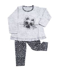 Conjunto De Algodon Remera Manga Largo Y Pantalon Sin Pie Animal Print 
