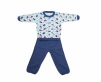 Pijama Invierno Remera Manga Larga Estampado Camiones y Pantalon Liso 