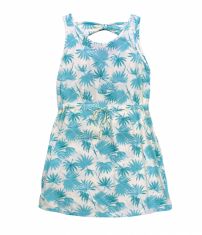 Vestido Algodon Estampado Palmera Sin Mangas