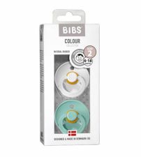Chupete Bibs Colour Collection x 2 - White/Mint - Tetina De Caucho Natural - Latex - 6-18 Meses