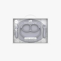 Plato De Silicona Con Divisiones + Tenedor + Cuchara - Mini Feeding Set - 12M+