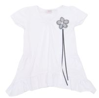 Vestido Modal Con Aplique De Flor Manga Corta