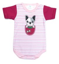 Body De Vestir Algodón Estampado Con Rayas Manga Corta