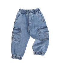 Pantalon Jaeans Cargo con Cintura y Puño Elastizado 