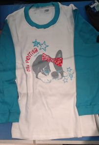 Pijama Invierno Remera Manga Larga Estampado Perrito y Pantalon 