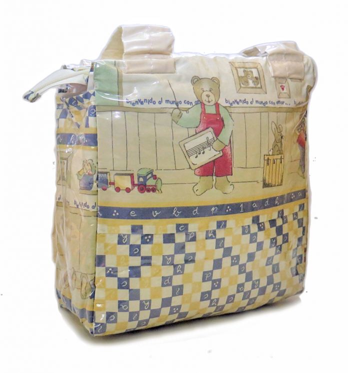 Bolso Cambiador COLOR AZUL pequeño Plastificado con 2 manijas colores pasteles CHILD
