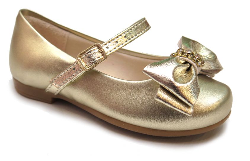 Balerina Chatita Dorada Con Pulsera Y  Moño
