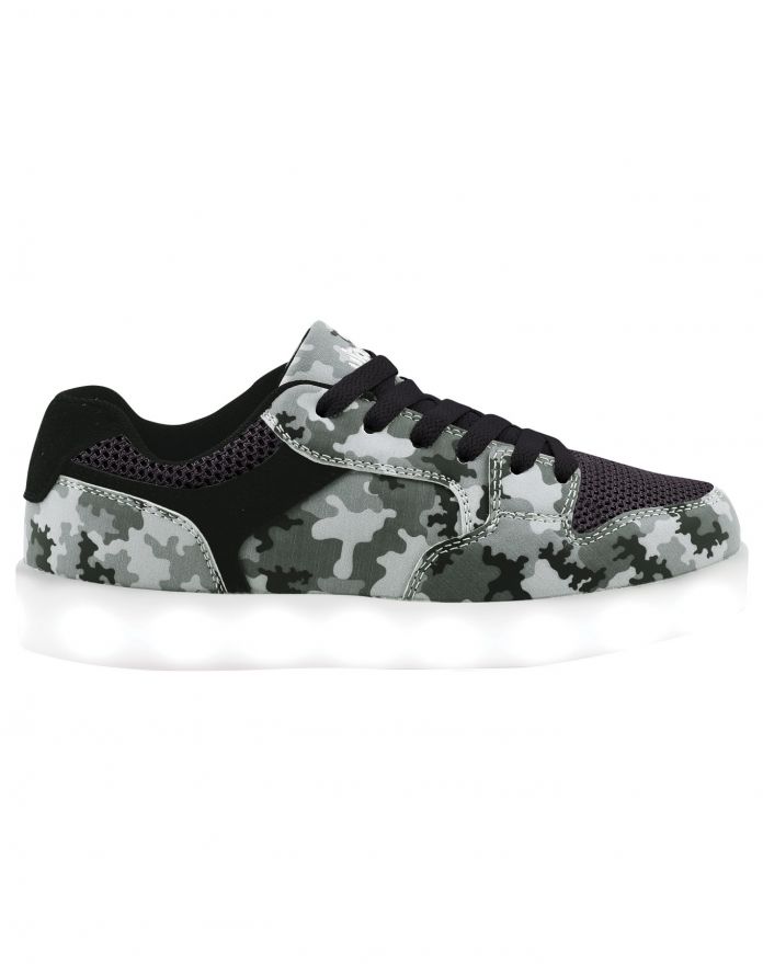 Zapatillas Luz Led Multicolor Cordon Estampado Camuflado
