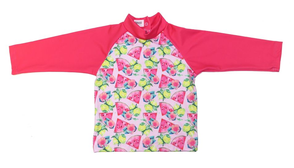 Remera Uv Lycra Manga Larga Estampado Frutas -