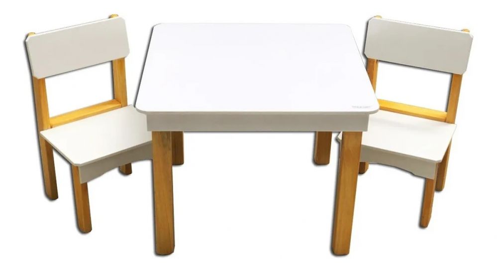 Juego Mesa Infantil Didáctica con 2 Sillas de Madera - Mesa para Pintar y Borrar Montessori Nordica