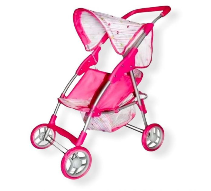 Coche De Muñecas Plegable Con Capota Y Canasta