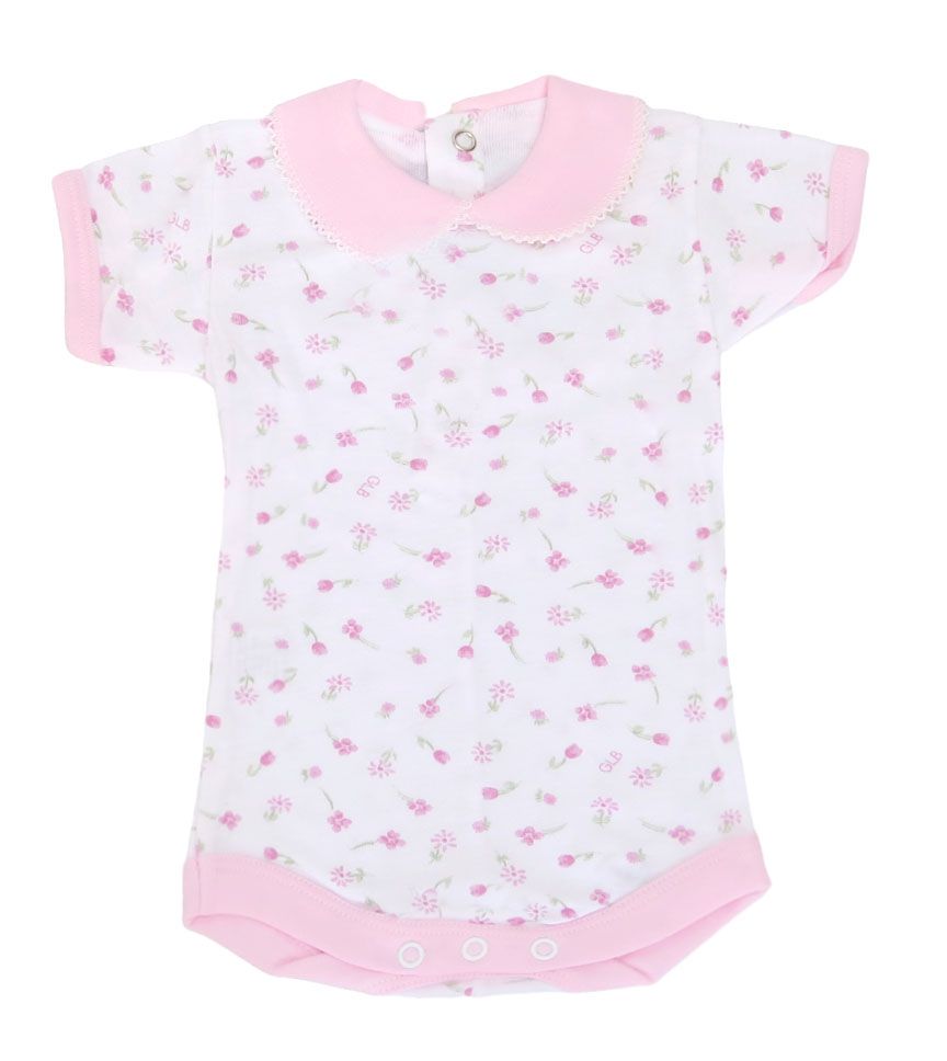 Body Manga Corta Estampado Flores Cuello Baby