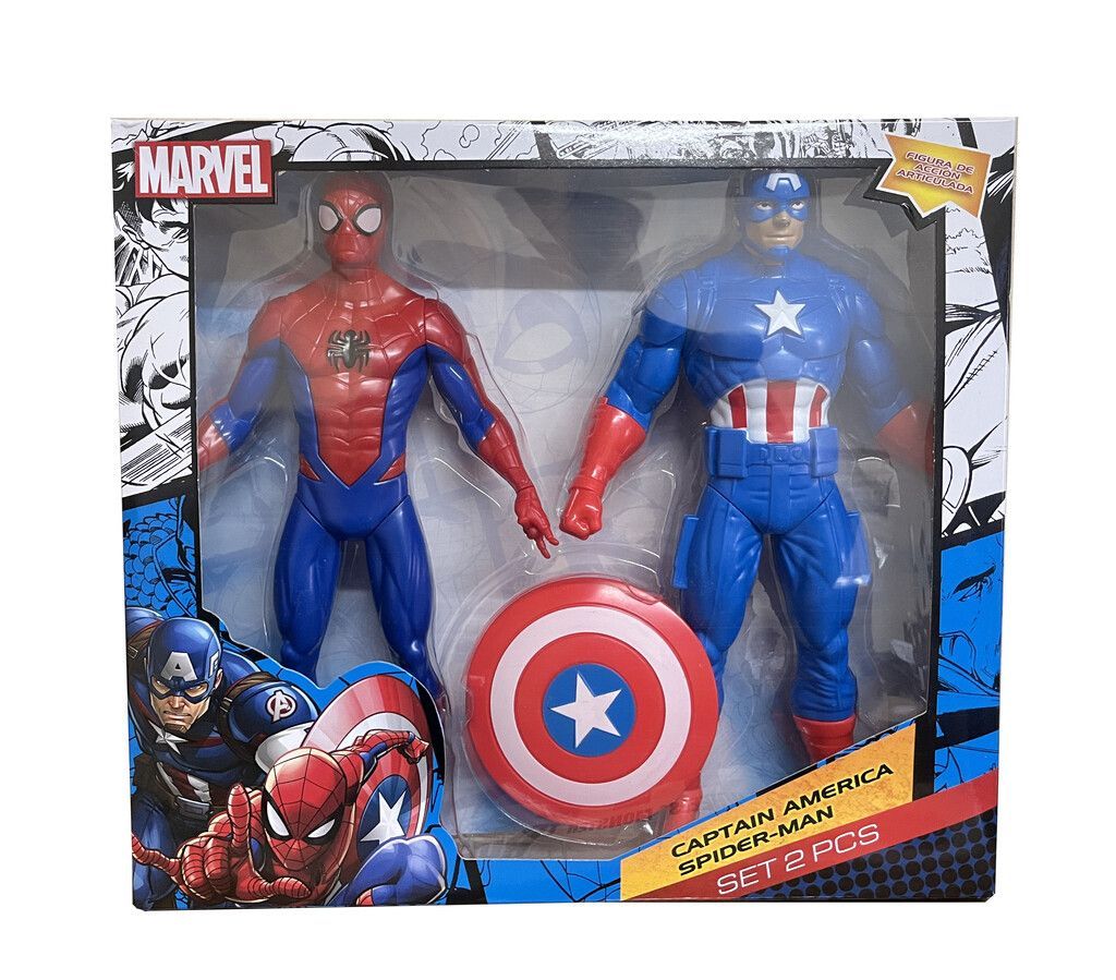 Set Muñecos Figuras De Accion Capitán América y Spiderman - Hombre Araña