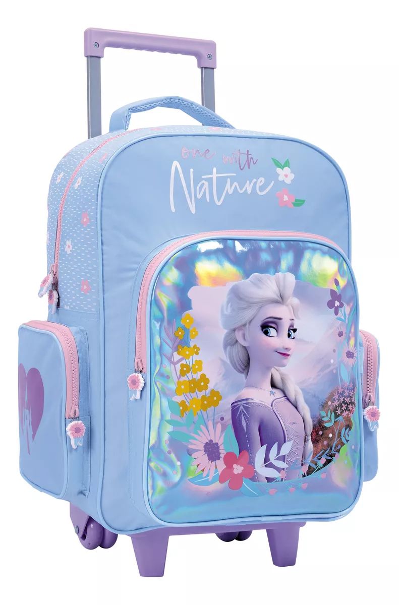 Mochila Con Carro Frozen - 12 Pulgadas - Con Bolsillo Frontal