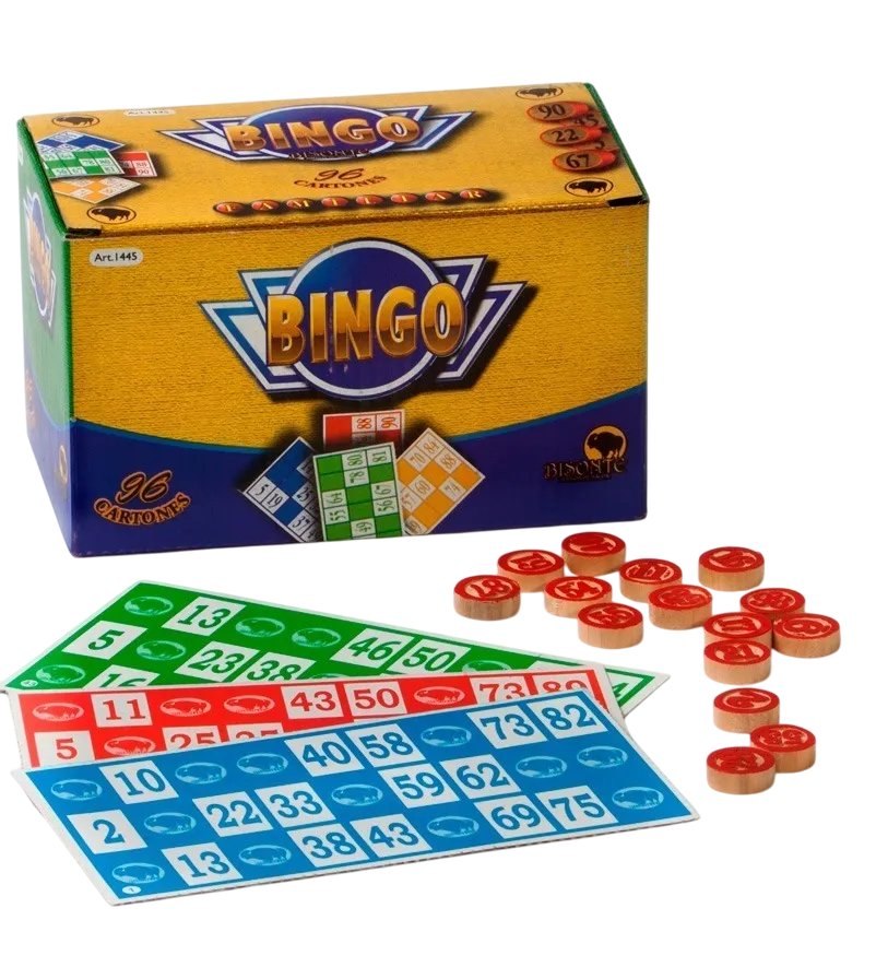 Bingo - 96 Cartones Y Fichas En Madera