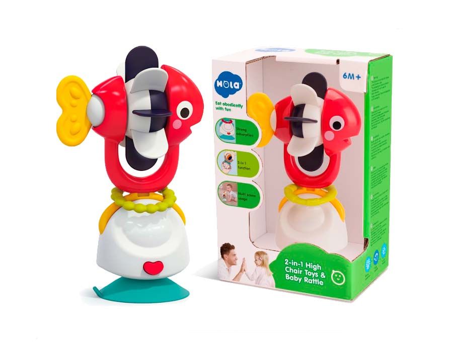 Juguete con Sopapa / Ventosa para Silla de comer - Giratorio con Sonajero Pez Pececito