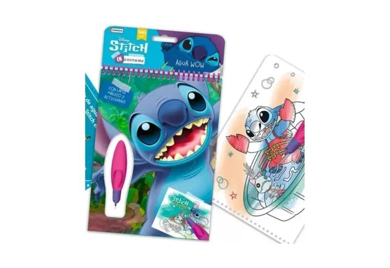 Libreta Album Para Jugar Y Colorear Con Agua Stitch - Con Lapiz Magico Y Actividades
