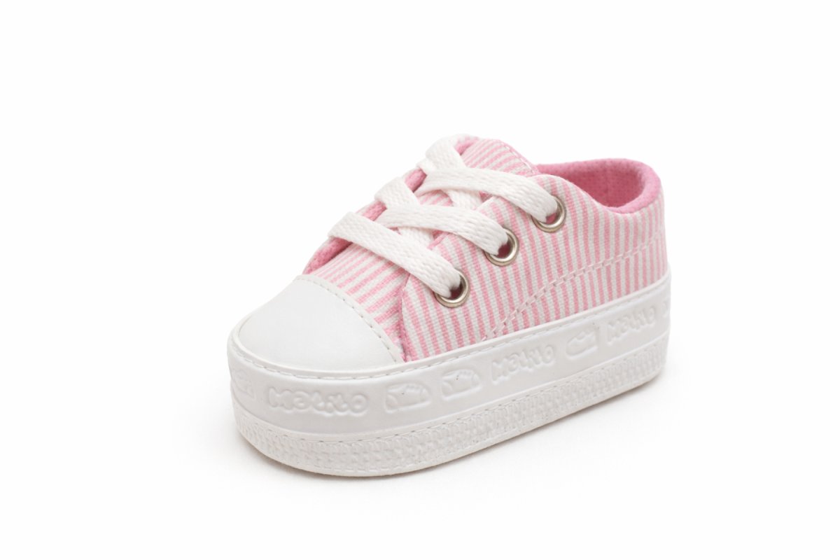 Zapatilla Lona Con Base Cordones Rayada