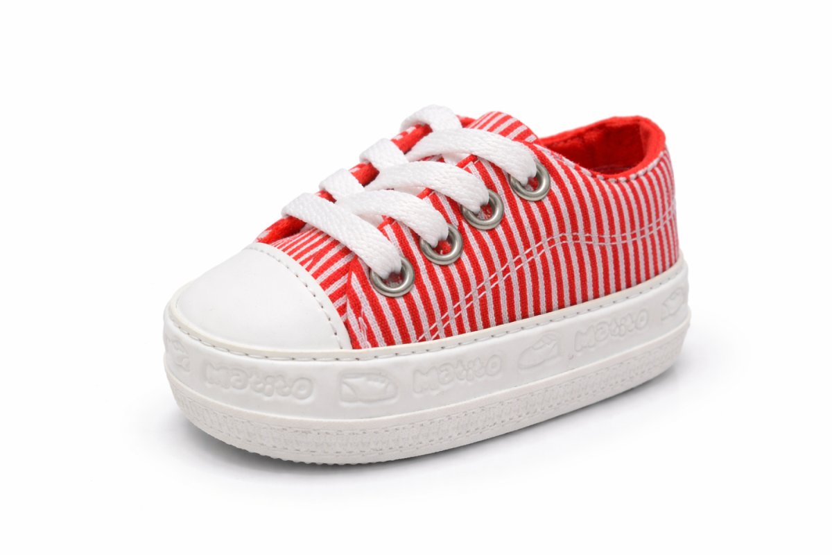 Zapatilla Lona Con Base Cordones Rayada