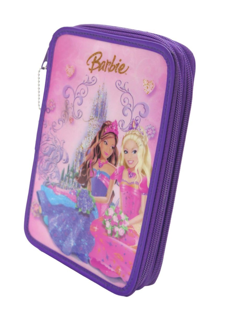 Cartuchera 2 pisos logo Barbie brillante dorado