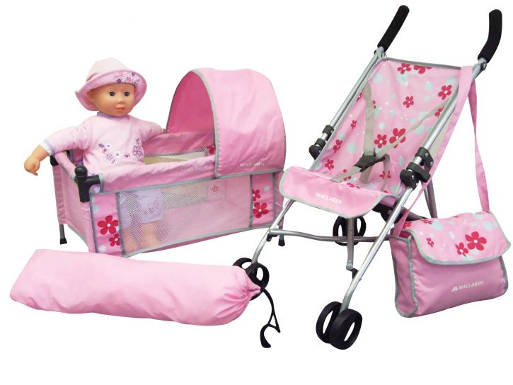 Chochecito + practicuna con bolso +morral para muñecas