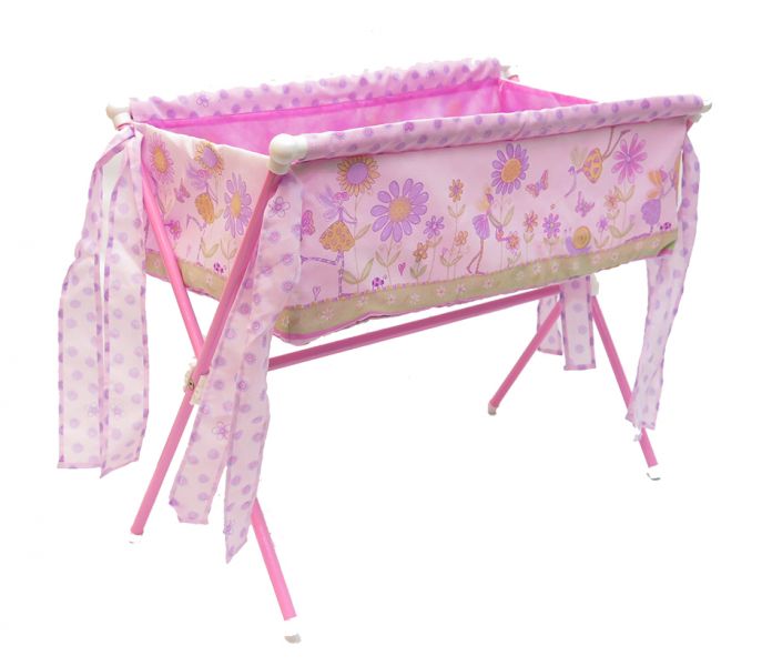 Cuna para Muñecas Catre pliega tipo tijera estampado flores