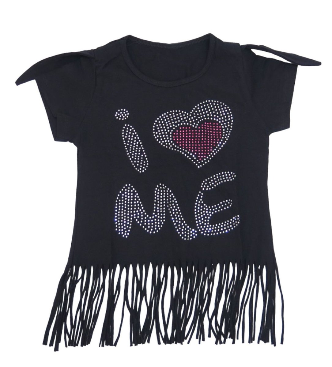 Remera Manga Corta con Flecos I Corazon ME con Tachas