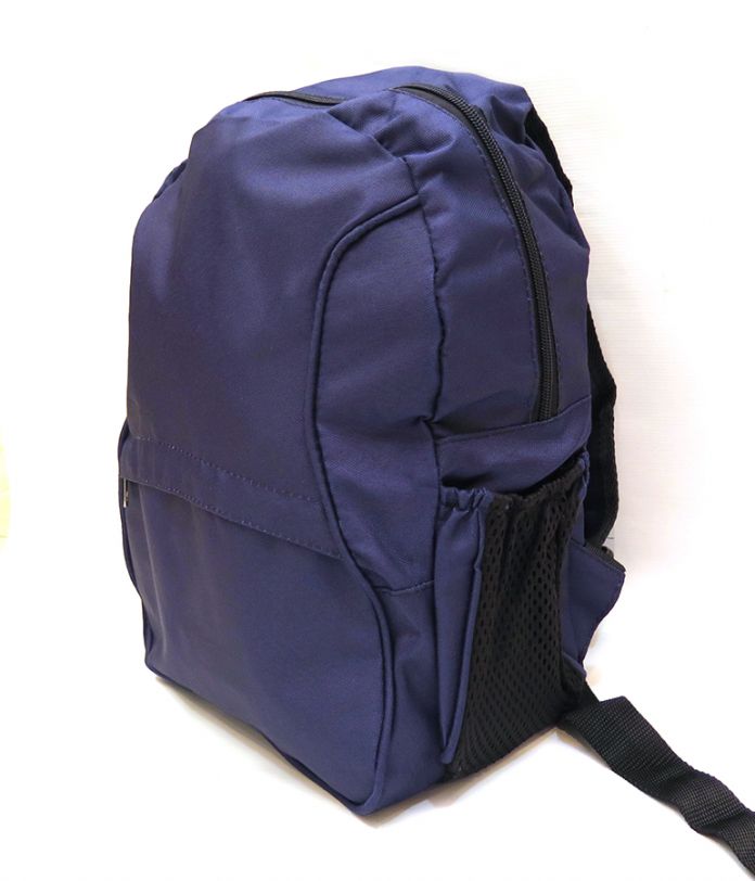 Mochila Azul marino espalda Lisa bolsillos laterales en tela microperforada bolsillo frontal