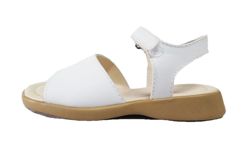 Sandalia Cuero Lisa Con Velcro