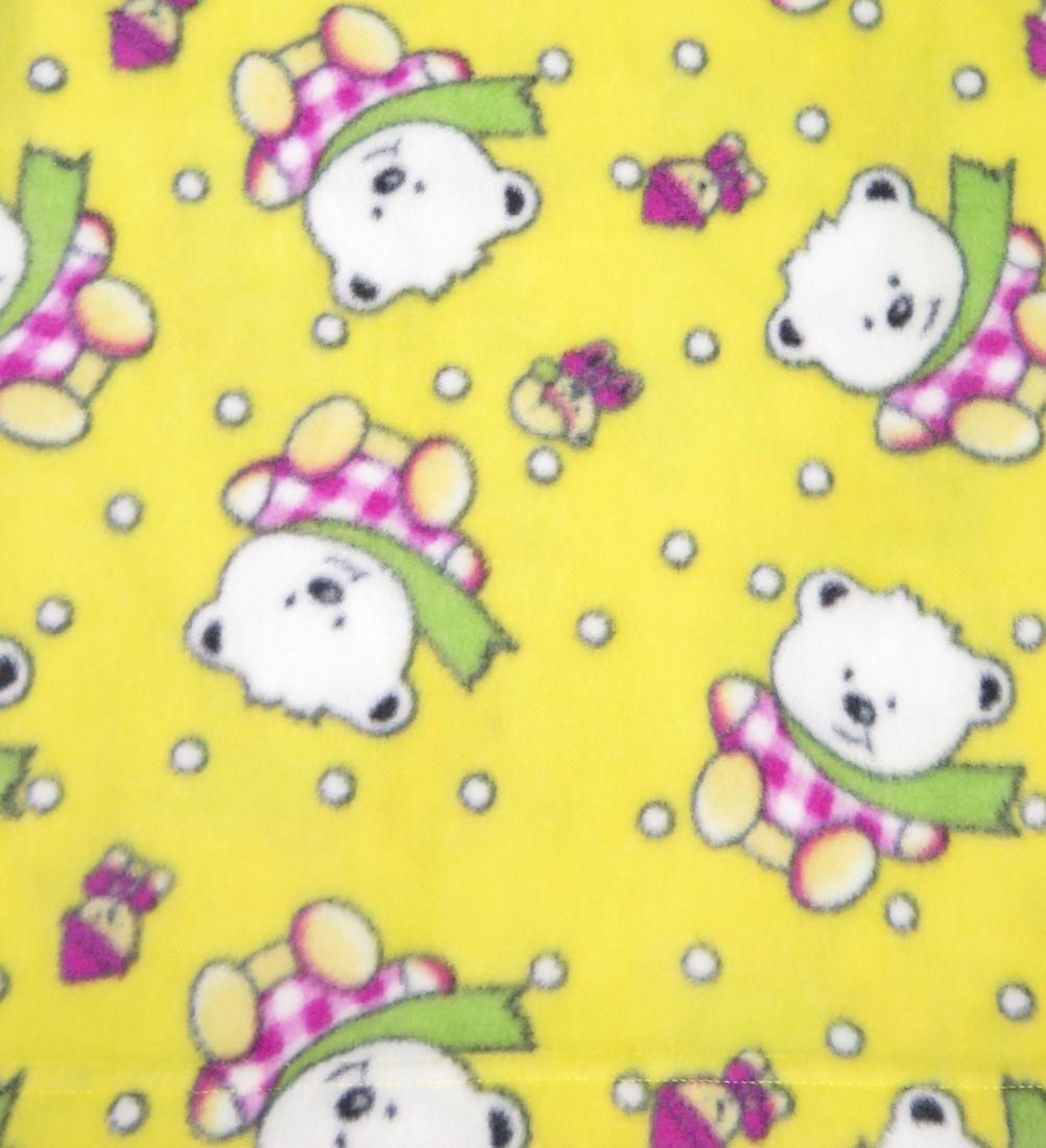 Frazada de Polar Para Cuna Estampado Osos ]Con Bufanda