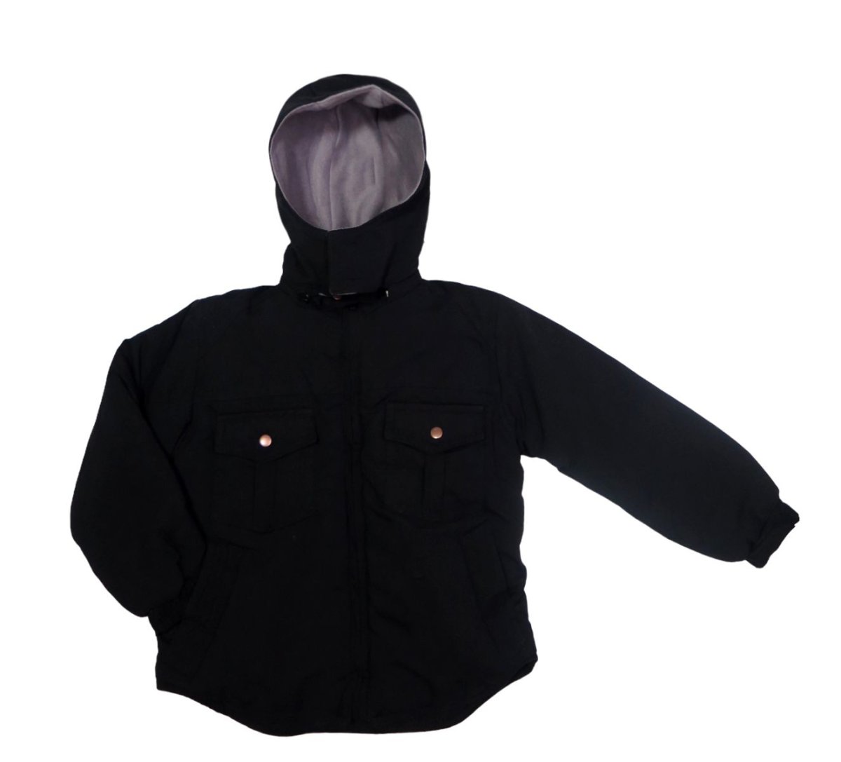 Campera de Gabardina Forrada en Polar Estampado en la Espalda Capucha Desmontable