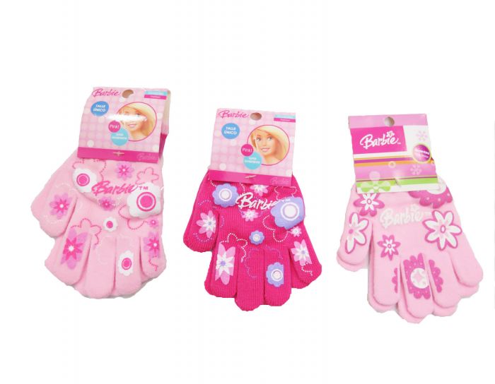 Guante Personaje Tejido Estampado de Barbie con Corazones