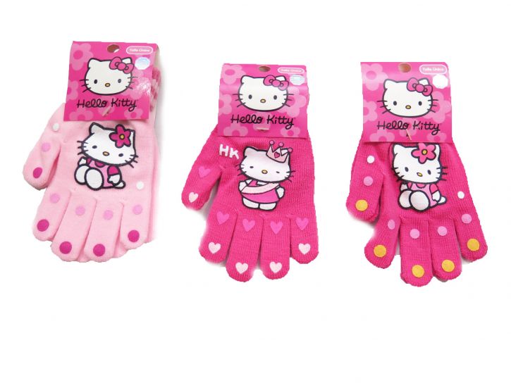 Guante  Personaje Tejido Estampado de Hello Kitty con Florcitas