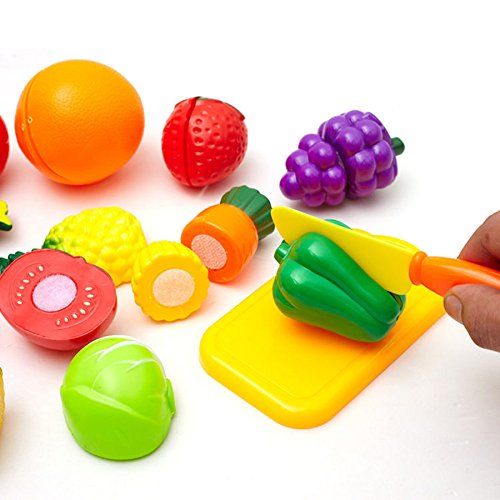 Set de Frutas y Verduras con Velcro - con Tablita y Cuchillo 15 Pz