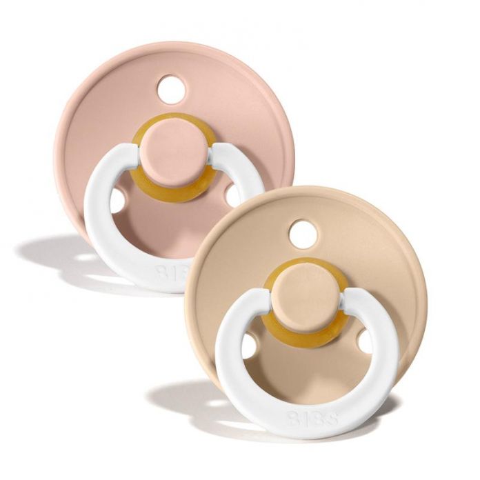 Chupete Bibs Colour Collection x 2 - Blush / Vanilla - Tetina De Caucho Natural - Latex - 6 - 18 Meses - Brilla En La Oscuridad