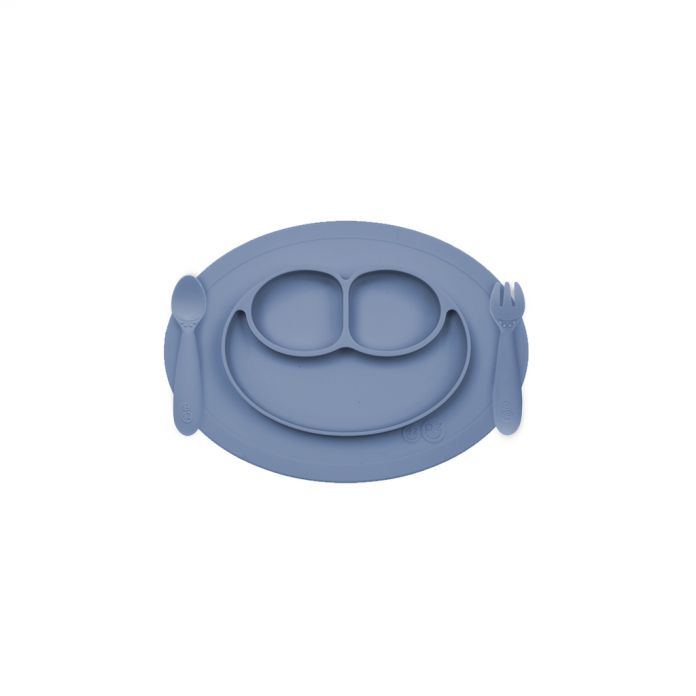 Plato De Silicona Con Divisiones + Tenedor + Cuchara - Mini Feeding Set - 12M+