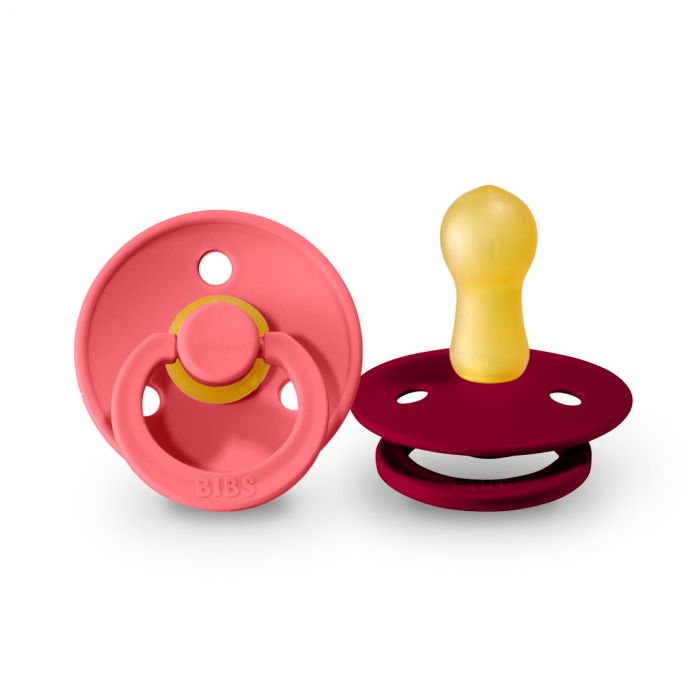 Chupete Bibs Colour Collection x 2 - Coral / Ruby - Tetina De Caucho Natural - Latex - 0-6 Meses