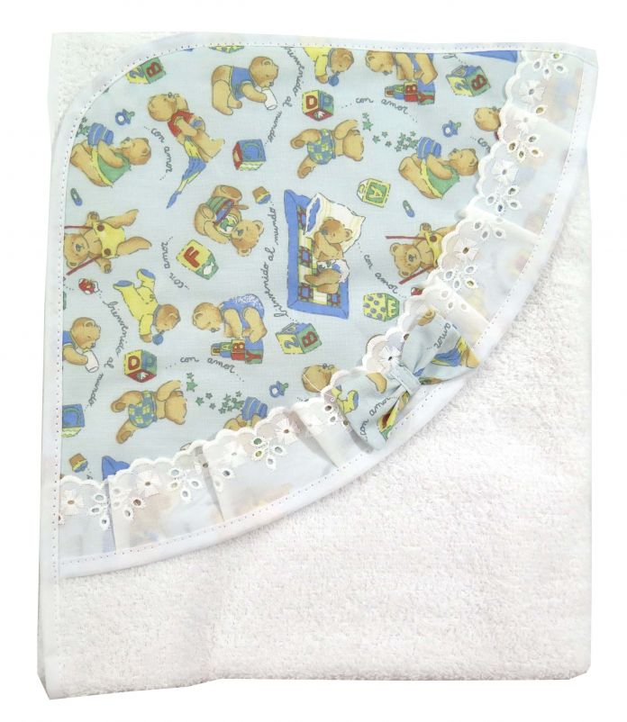 Toallon Capucha Estampada Con Broderie