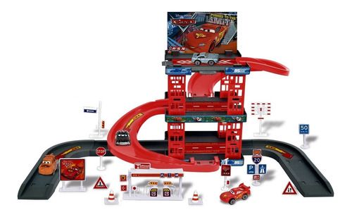 Cars Estacion De Servicio Parking Garage - Parking Race - Incluye 4 Autos - 40 Piezas