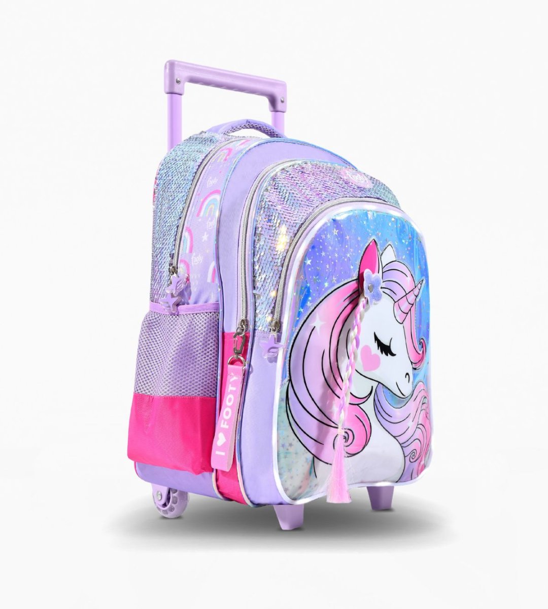 Mochila Con Carro Unicornio Con Lentejuelas Y Luz