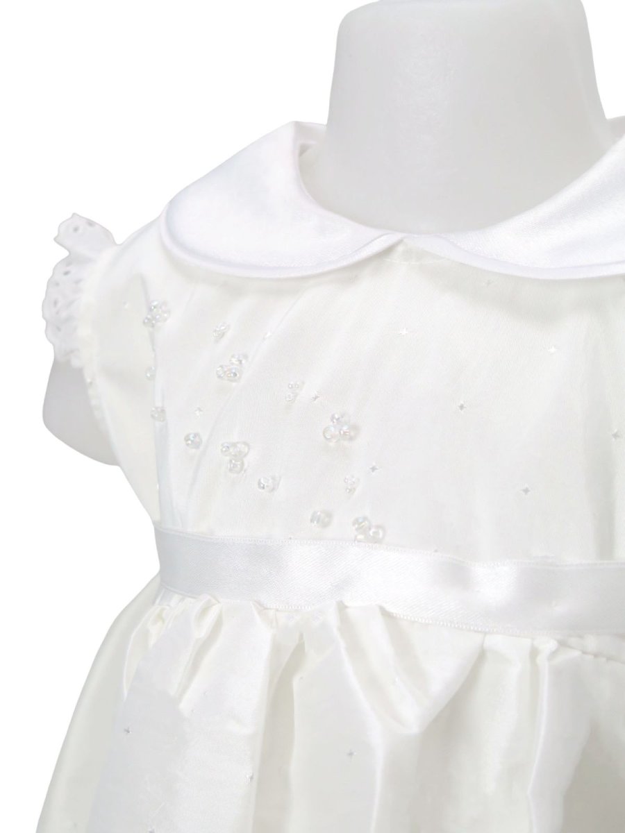 Vestido de Bautismo seda bordada con perlas