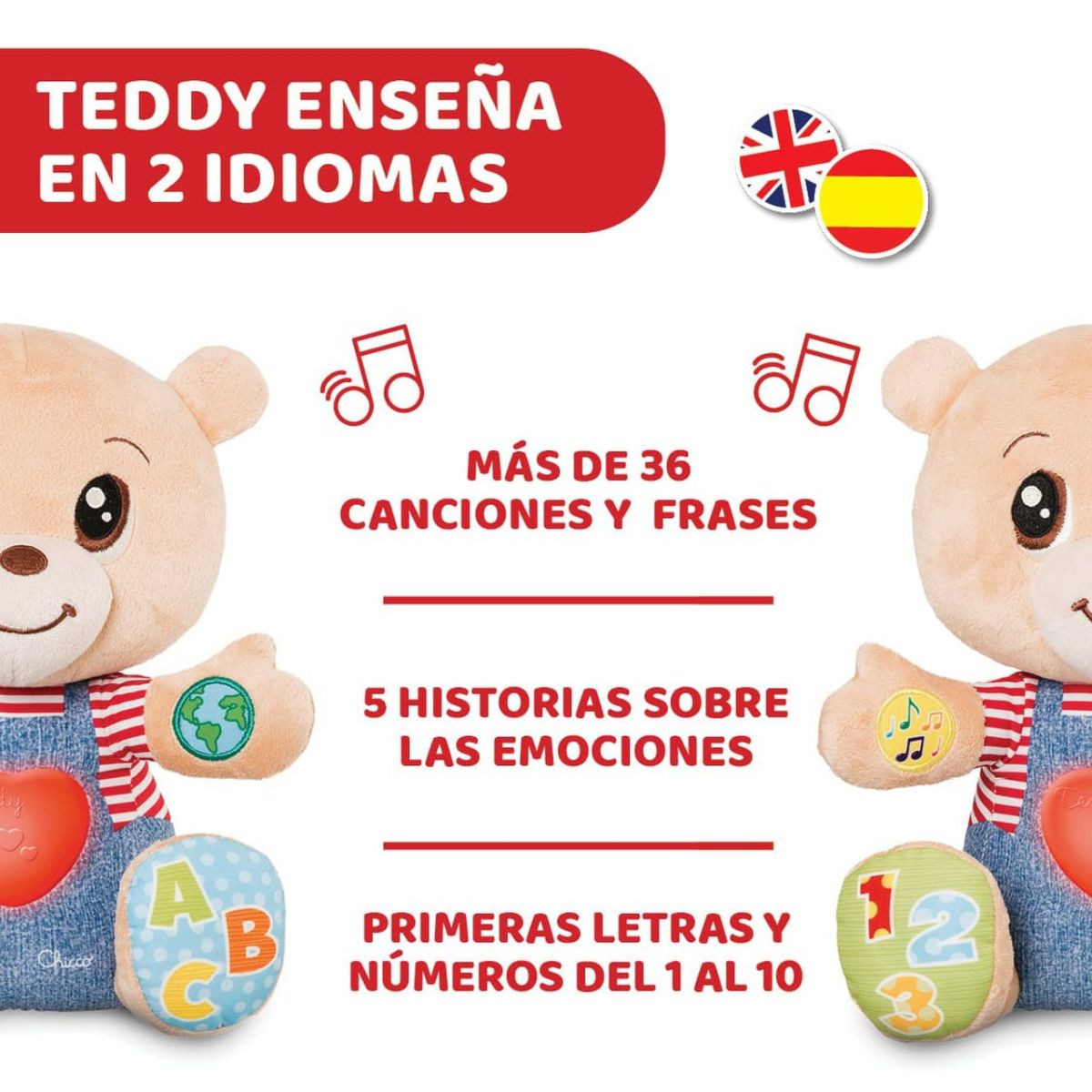 Peluche Didactico Teddy Enseña Emociones - Bilingüe