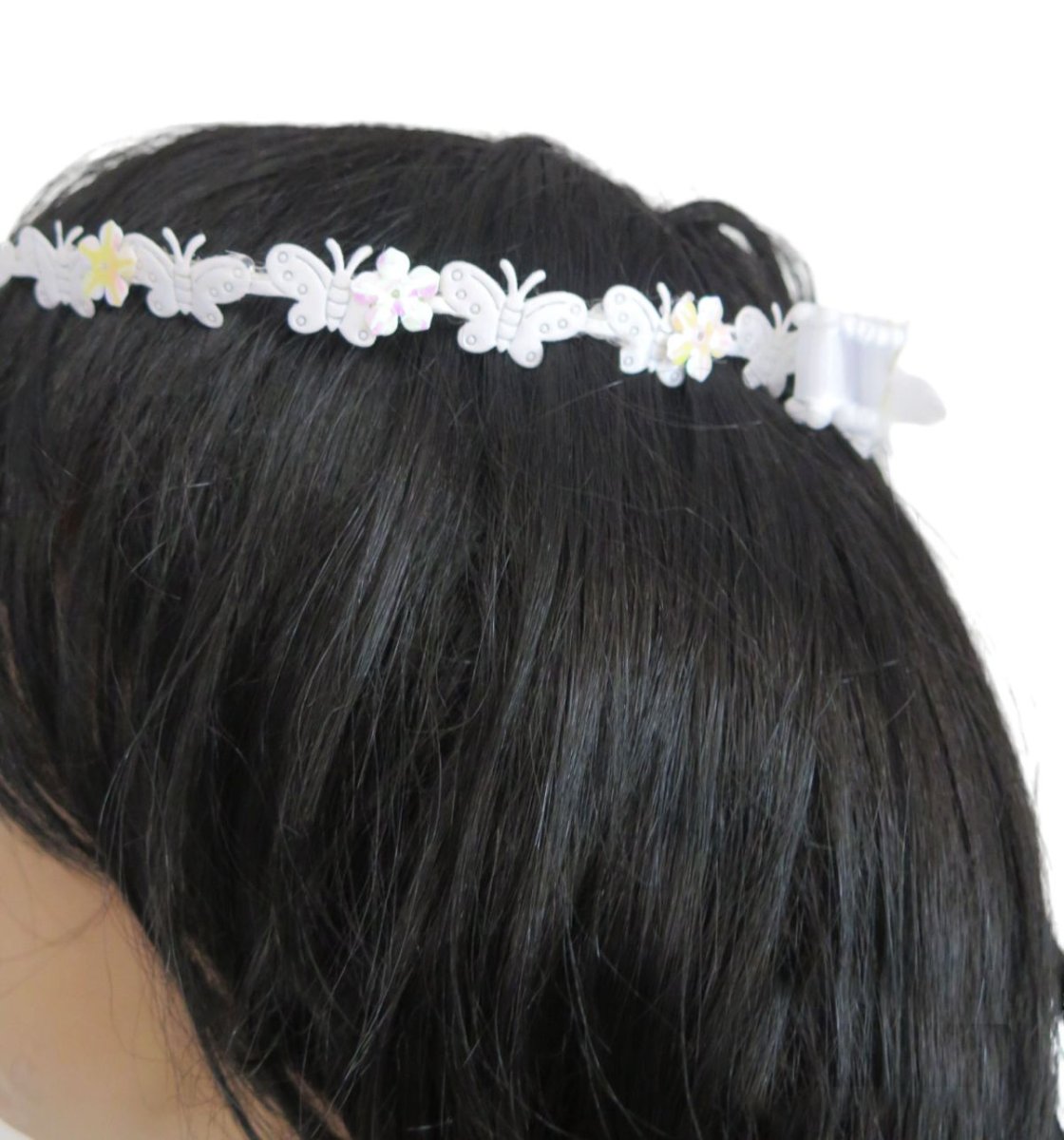 Corona Comunión de Flores con mariposas y moño