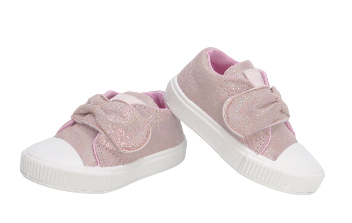 Zapatilla Velcro con moño brillo