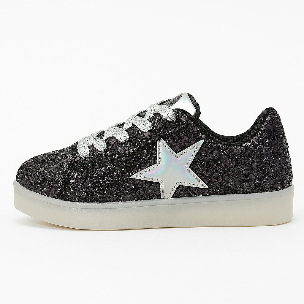 Zapatilla Glitter con Cordon y  Luz Led
