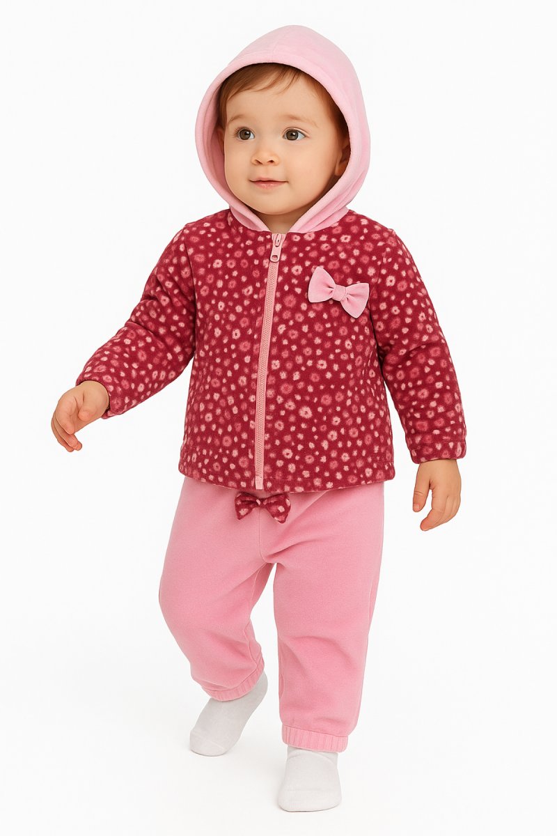 Conjunto Plush Campera Floreada y Pantalon Sin Pie