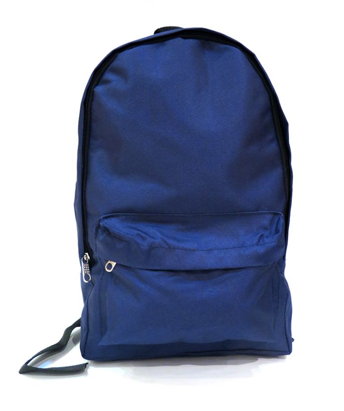 Mochila Azul marino espalda Lisa - bolsillo frontal  - 41 cm